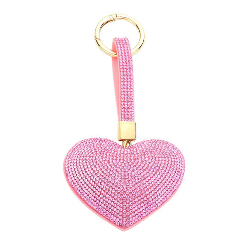 Bling Heart Bag Charm Key Chain