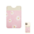 Daisy Flower Patterned Faux Leather Adhesive Card Holder For Phone