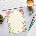 Lavender Floral Ruled Notepad – Botanical Elegance - Dipaliz